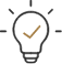 Icon of lightbulb with checkmark