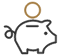 Icon of piggy bank with coin