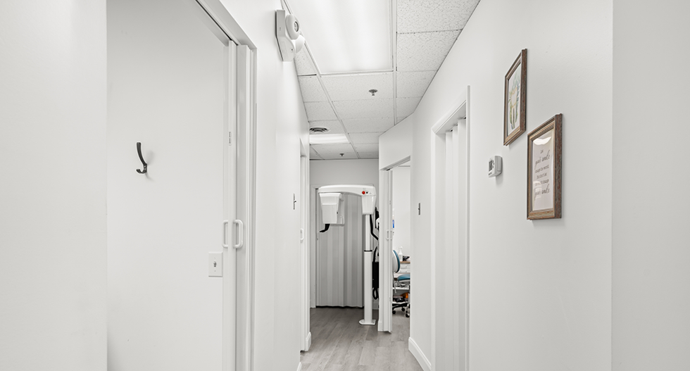 Hallway in dental office leading to scanner